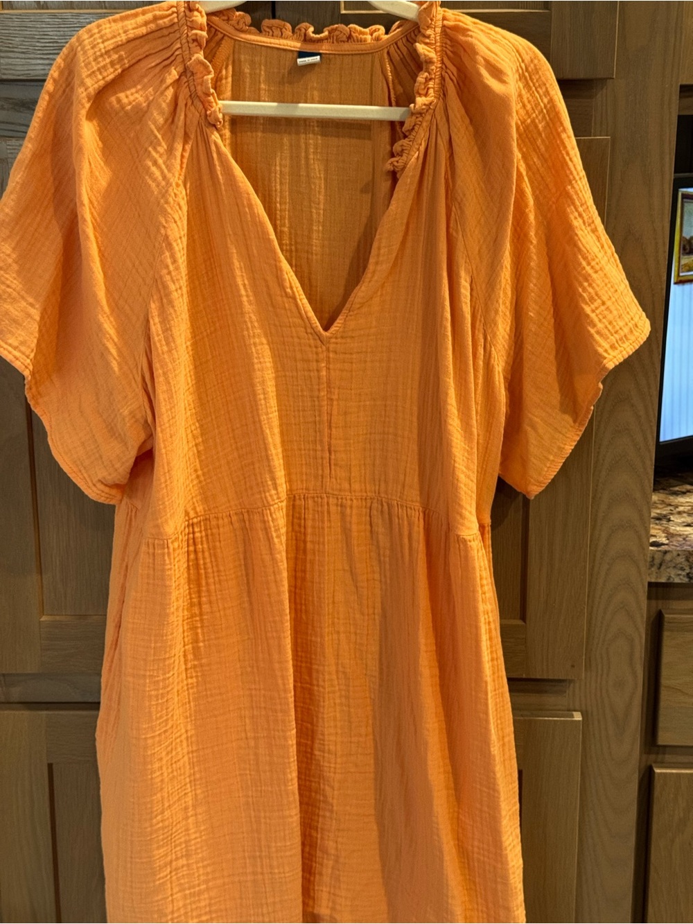 Old Navy Orange V-Neck Peasant Dress